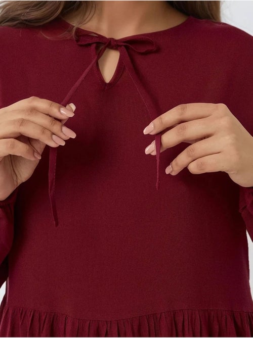 Robe longue coupe A et col ras du cou - Kiabi