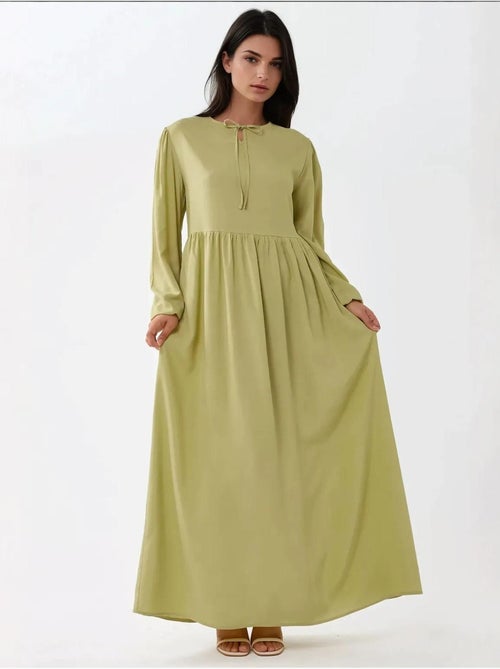 Robe longue coupe A et col ras du cou - Kiabi