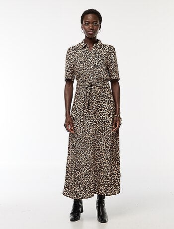 Robe longue coupe chemise avec ceinture à la taille
