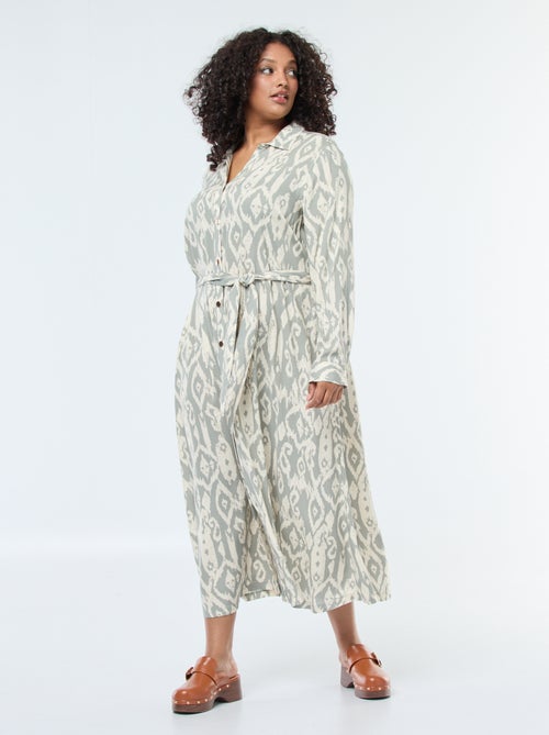 Robe longue coupe chemise avec ceinture à la taille - Kiabi