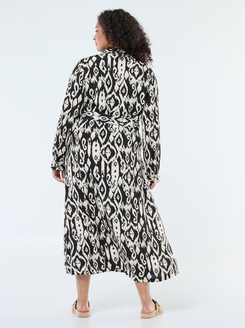 Robe longue coupe chemise avec ceinture à la taille - Kiabi