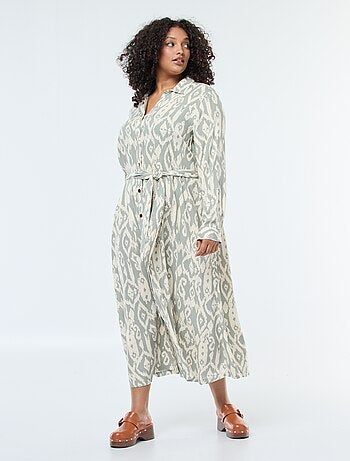 Robe longue coupe chemise avec ceinture à la taille