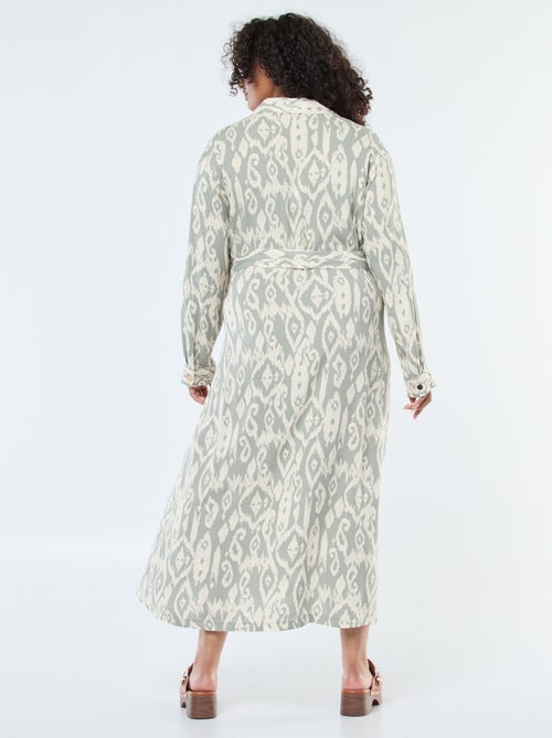 Robe longue coupe chemise avec ceinture à la taille - Kiabi