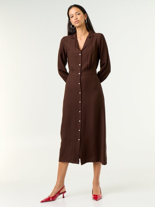 Robe longue coupe chemise - Kiabi