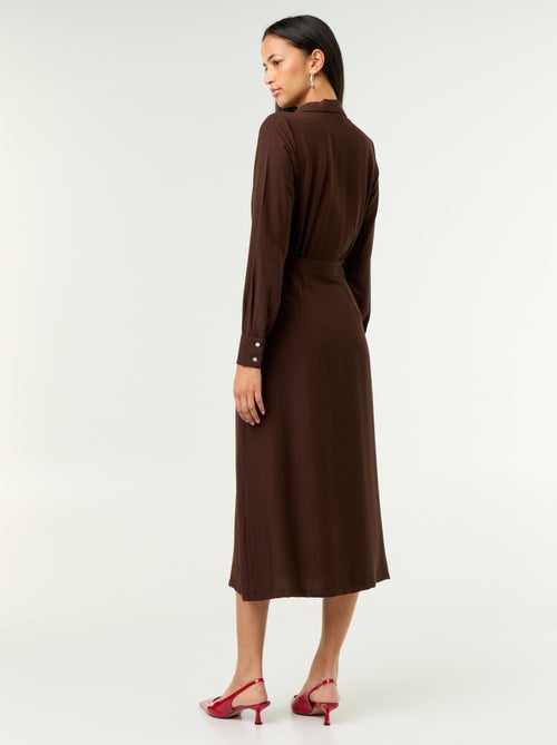 Robe longue coupe chemise - Kiabi