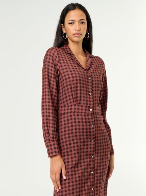 Robe longue coupe chemise - Kiabi