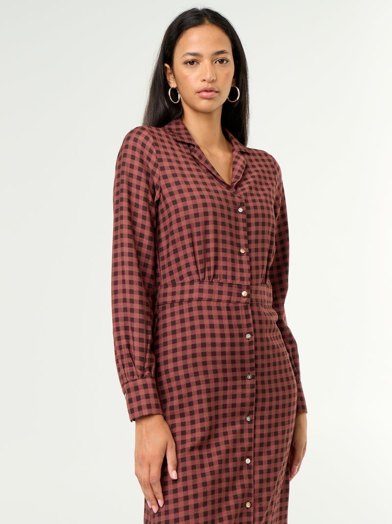 Robe longue coupe chemise Marron - Kiabi