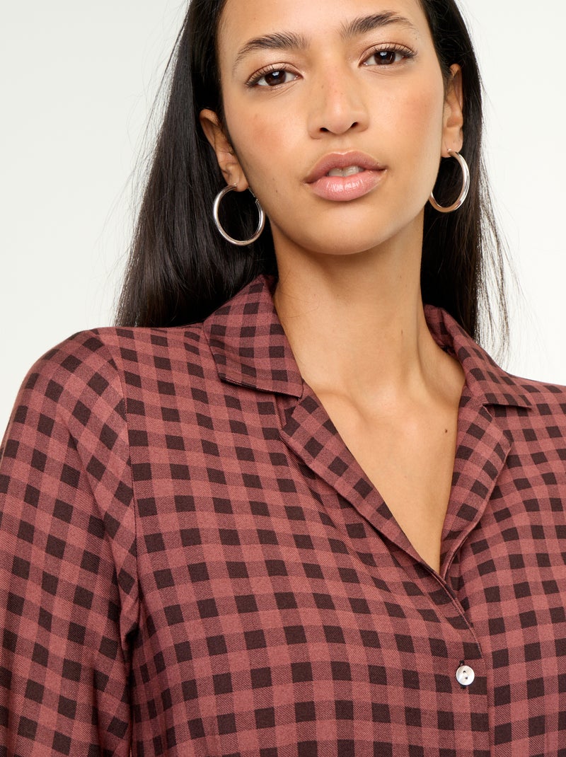 Robe longue coupe chemise Marron - Kiabi