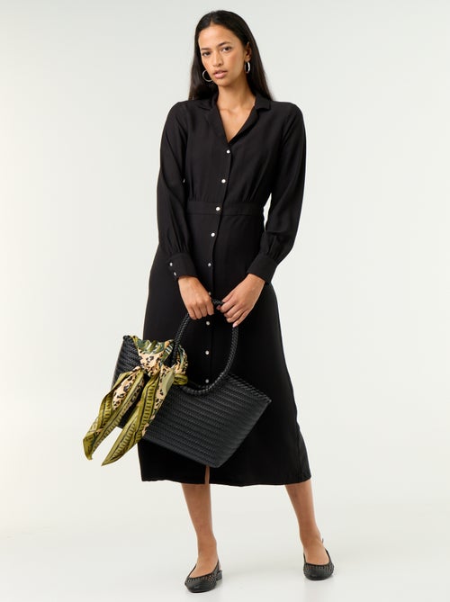 Robe longue coupe chemise - Kiabi
