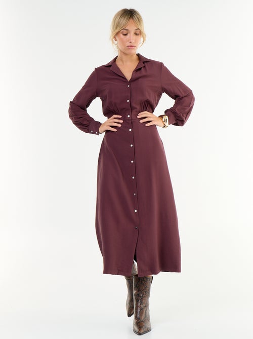Robe longue coupe chemise - Kiabi