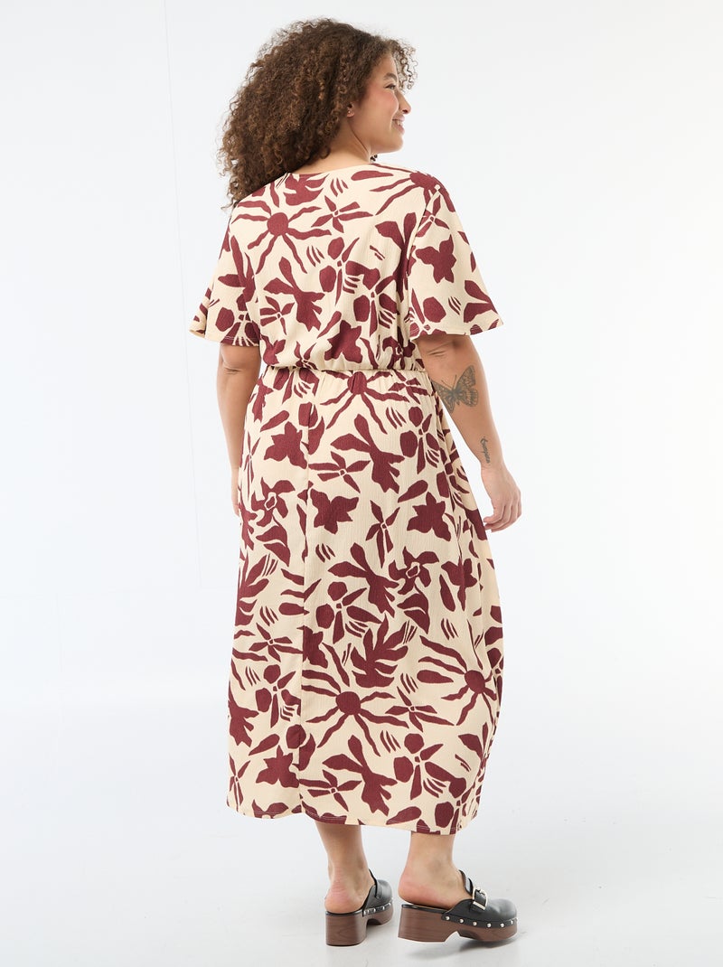 Robe longue coupe portefeuille Beige - Kiabi