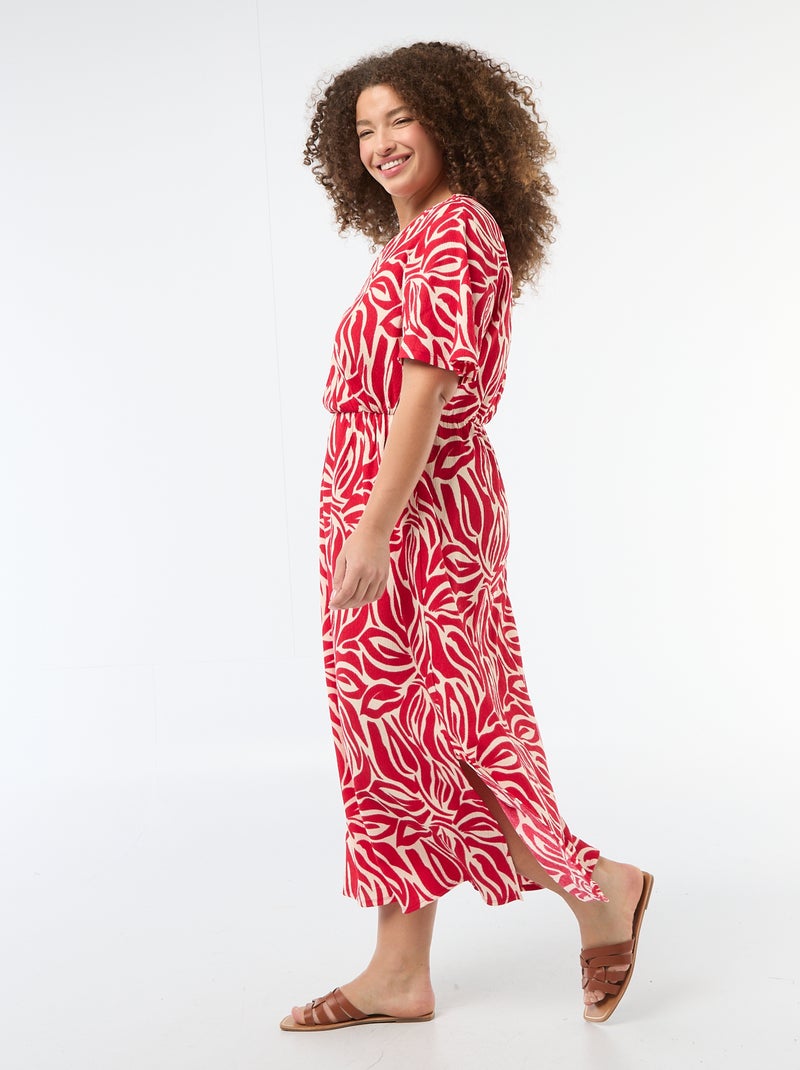 Robe longue coupe portefeuille Rouge - Kiabi