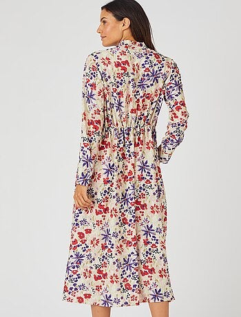 Robe longue crêpe reliéfé - damart