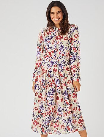 Robe longue crêpe reliéfé - damart