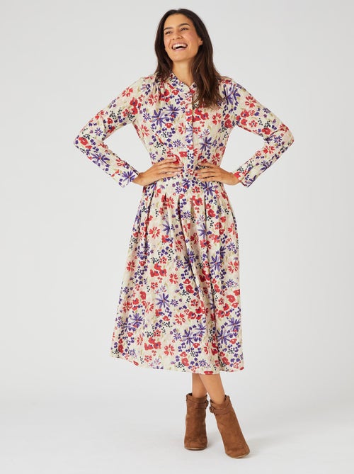 Robe longue crêpe reliéfé - Damart - Kiabi
