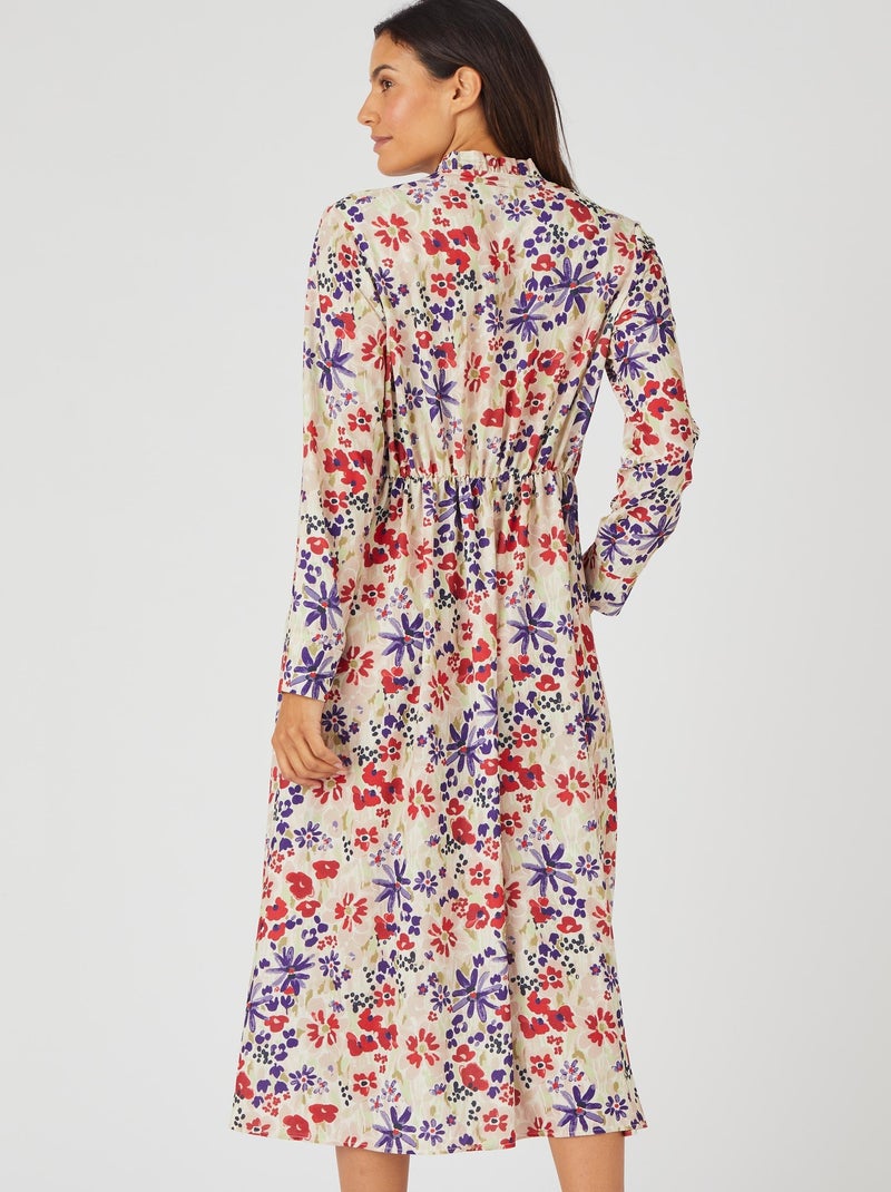 Robe longue crêpe reliéfé - Damart Marron - Kiabi