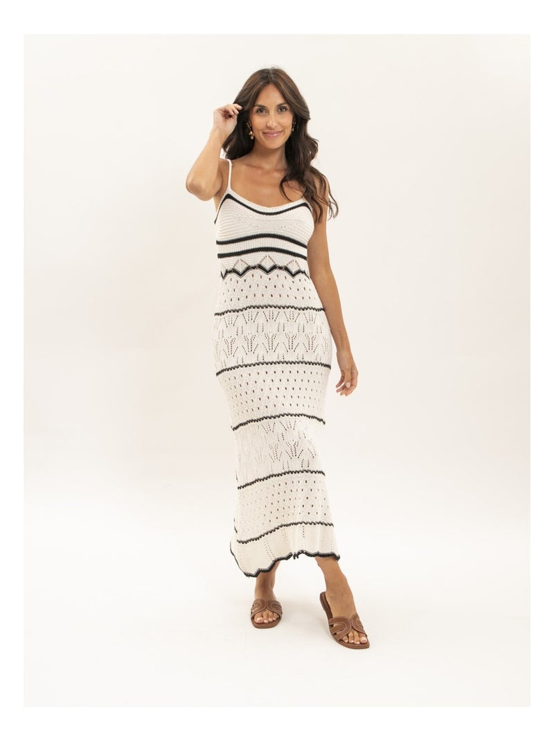 Robe longue crochet IBESTA Ecru - Kiabi