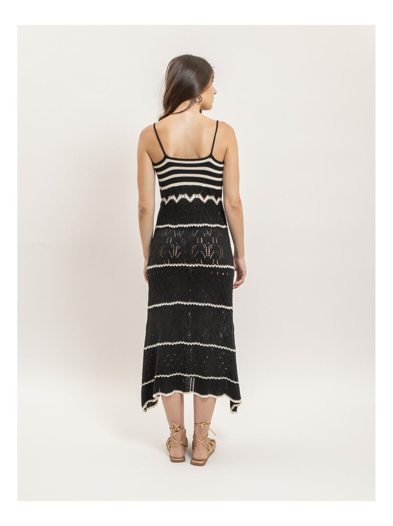 Robe longue crochet IBESTA Noir - Kiabi