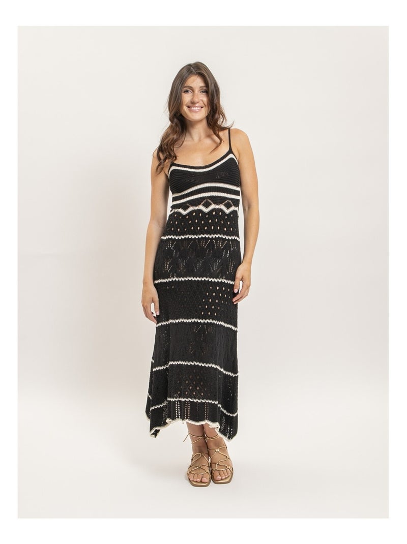 Robe longue crochet IBESTA Noir - Kiabi
