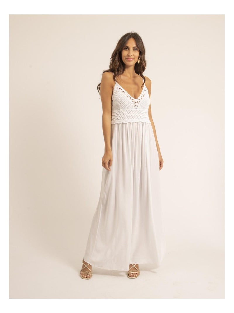 Robe longue crochet IGRALA Blanc - Kiabi