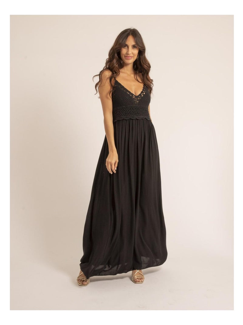 Robe longue crochet IGRALA Noir - Kiabi