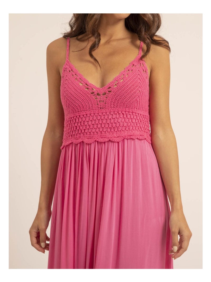 Robe longue crochet IGRALA Rose fushia - Kiabi