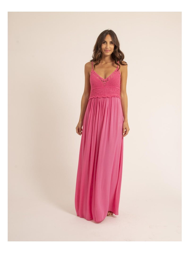 Robe longue crochet IGRALA Rose fushia - Kiabi