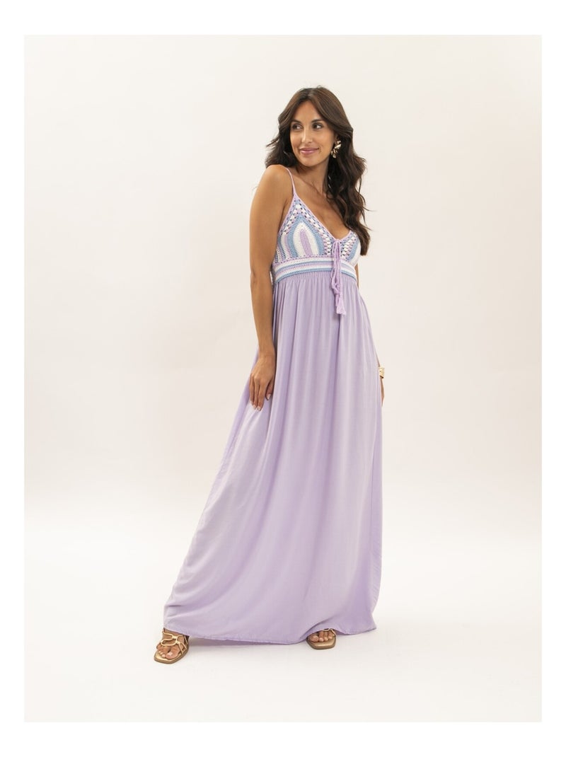Robe longue crochet IVELLE Violet - Kiabi
