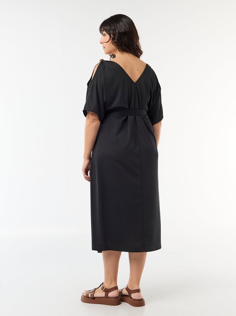 Robe longue de cérémonie à manches courtes Noir - Kiabi
