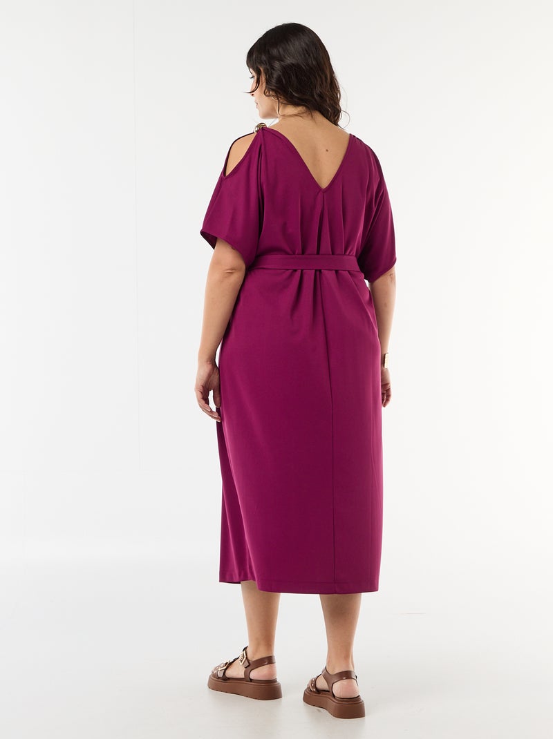 Robe longue de cérémonie à manches courtes Violet - Kiabi