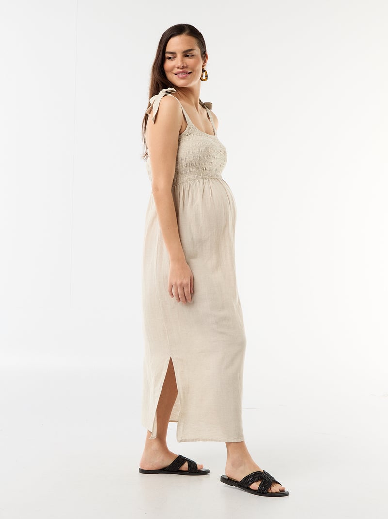 Robe longue de maternité dos nu Blanc - Kiabi