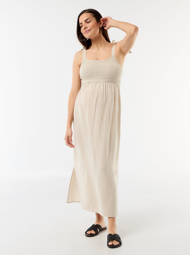 Robe longue de maternité dos nu Blanc - Kiabi