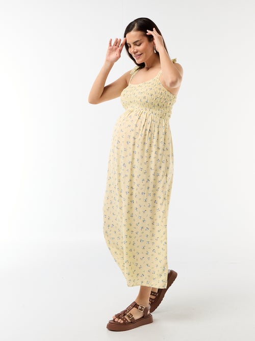 Robe longue de maternité smockée - Kiabi
