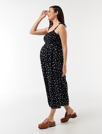 Robe longue de maternité smockée