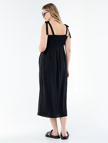 Robe longue de maternité smockée