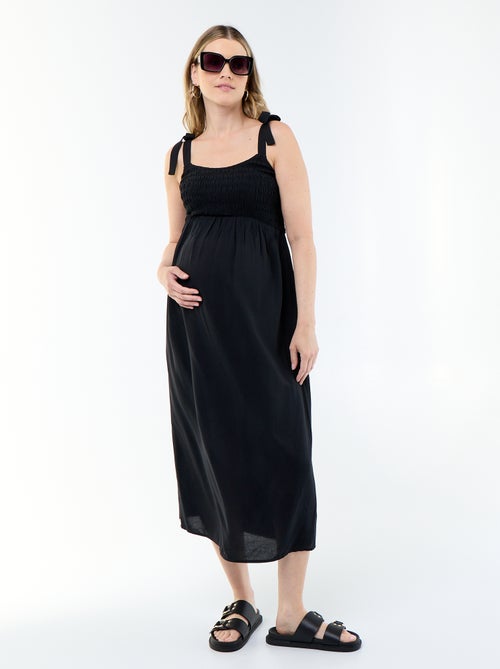 Robe longue de maternité smockée - Kiabi Robe longue de maternité smockée - Kiabi