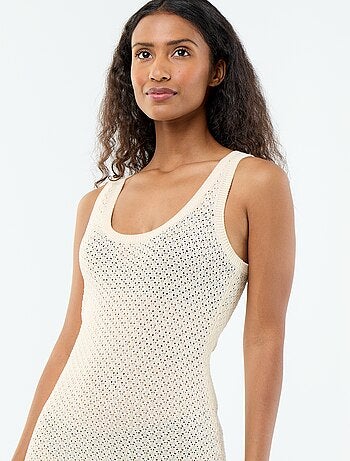 Robe longue de plage en maille crochet