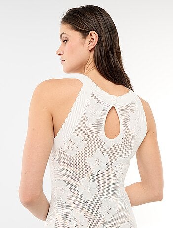 Robe longue de plage en maille crochet