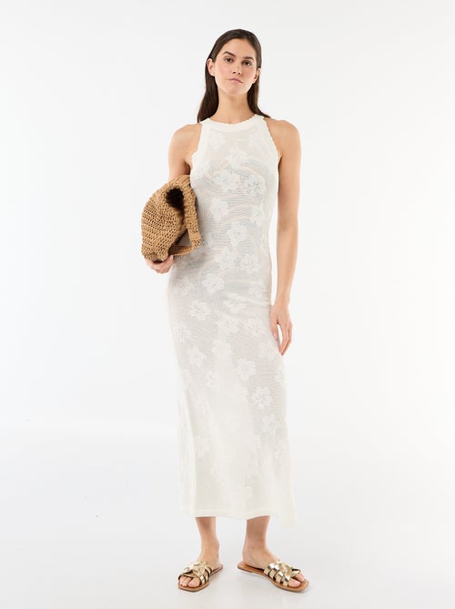 Robe longue de plage en maille crochet - Kiabi