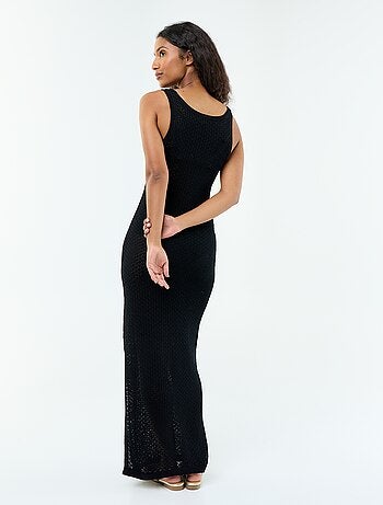 Robe longue de plage en maille crochet
