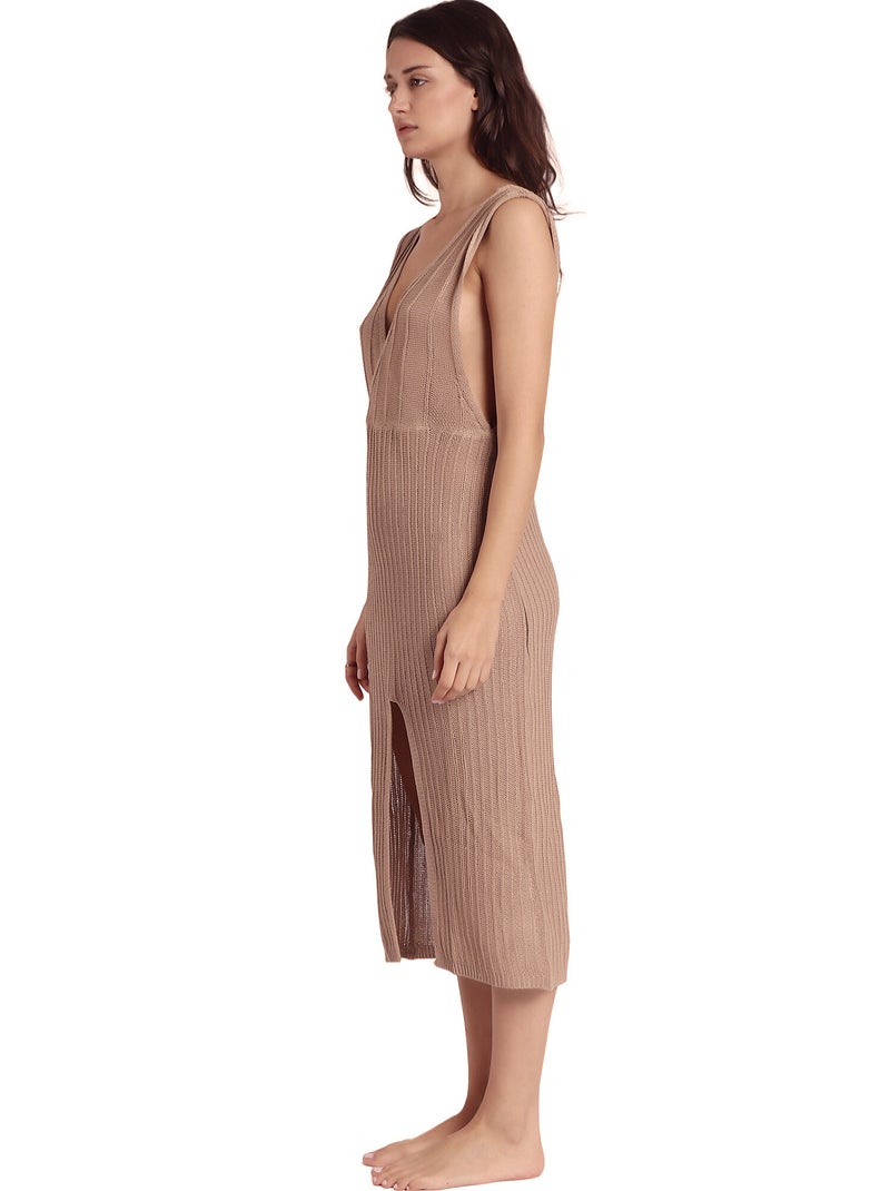 Robe longue de plage fendue Cool Marron - Kiabi