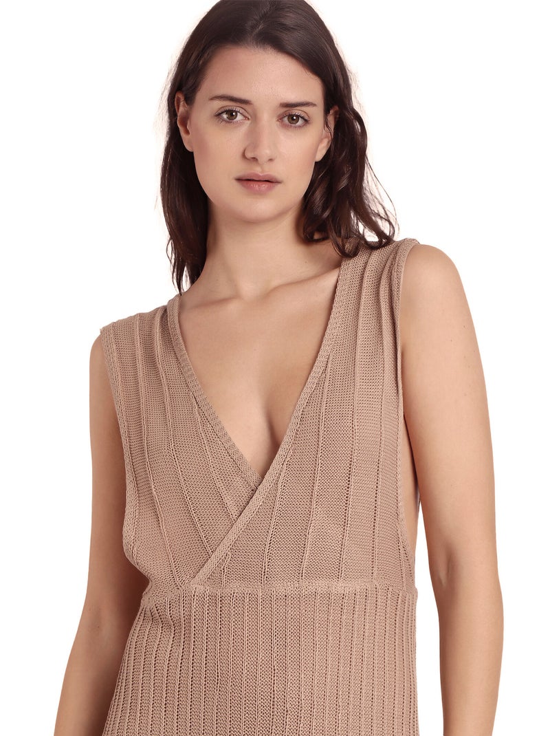 Robe longue de plage fendue Cool Marron - Kiabi