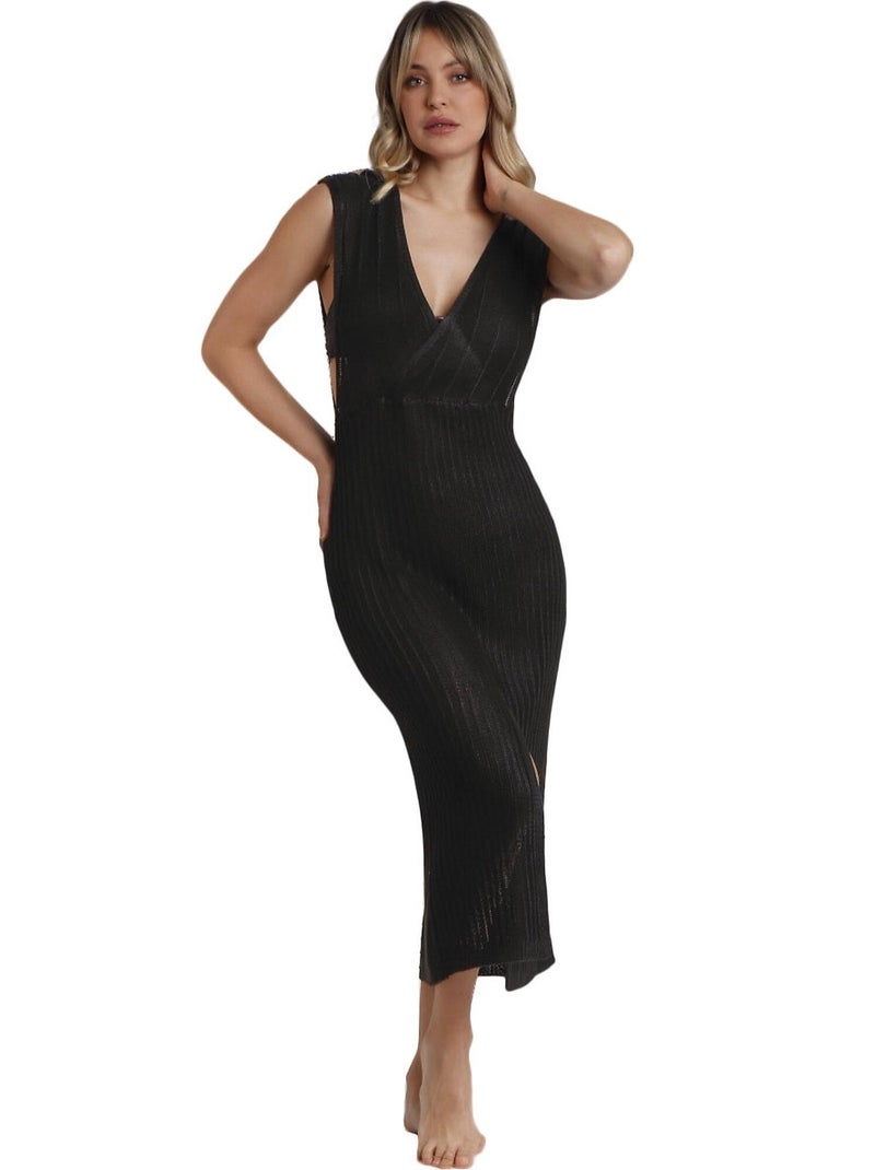 Robe longue de plage fendue Cool Noir - Kiabi