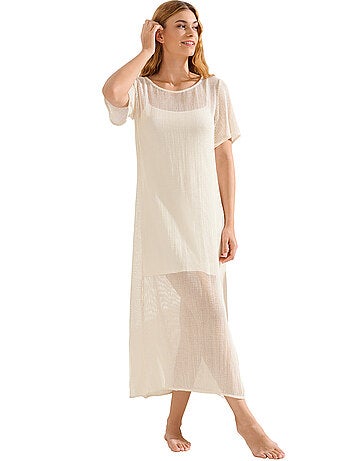 Robe longue de plage manches courtes MALAGA