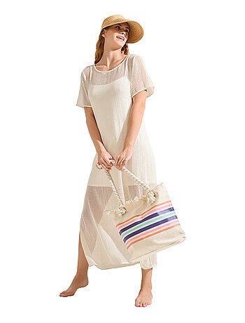 Robe longue de plage manches courtes MALAGA