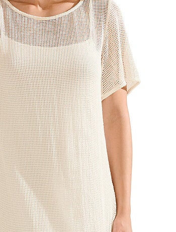 Robe longue de plage manches courtes MALAGA