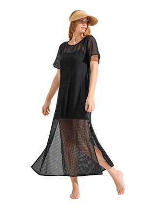Robe longue de plage manches courtes MALAGA