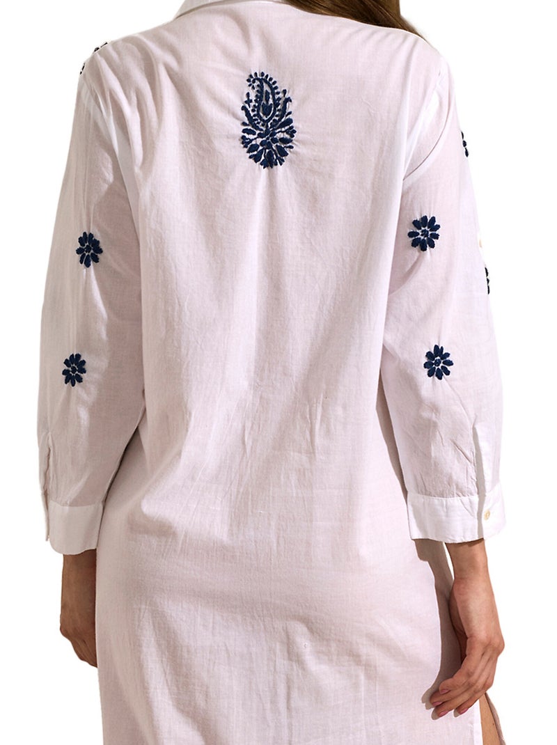 Robe longue de plage manches trois-quarts COMPLEMENTOS Bleu marine - Kiabi