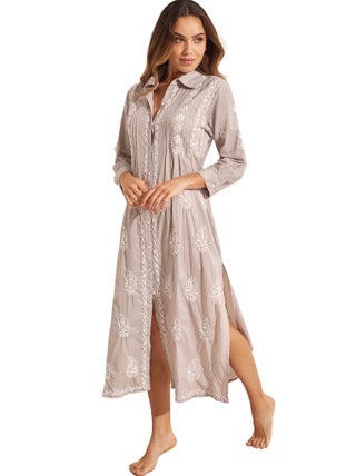 Robe longue de plage manches trois-quarts COMPLEMENTOS