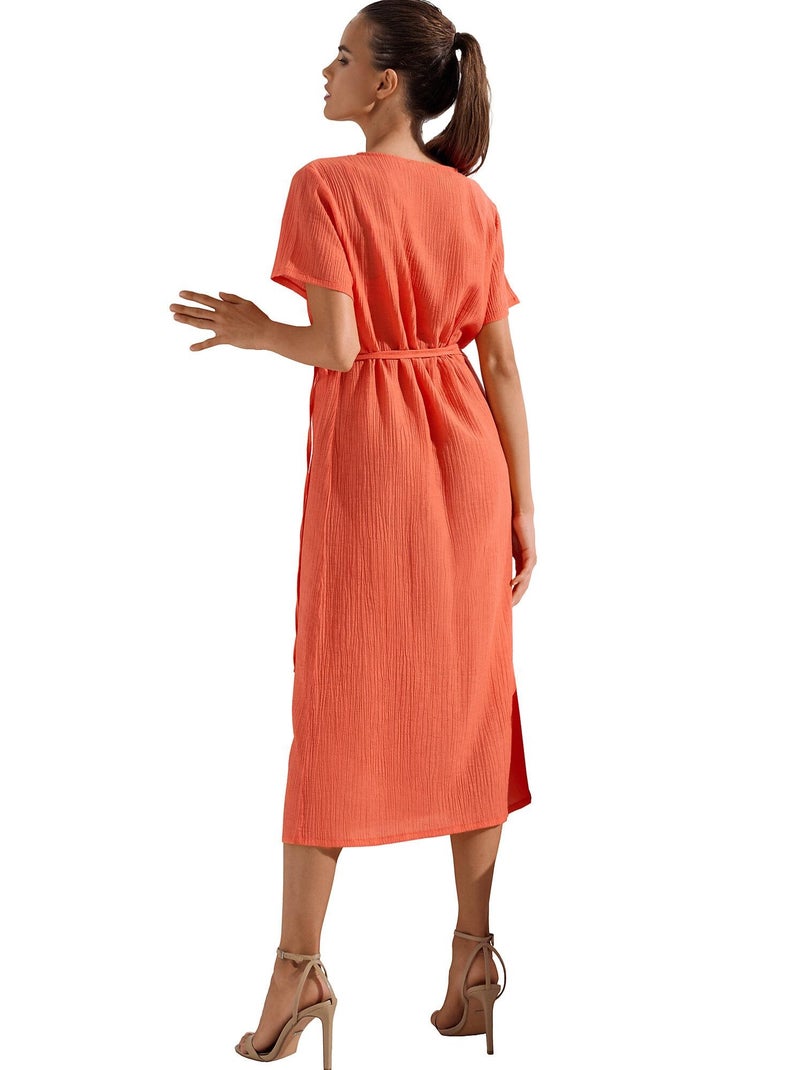 Robe longue de plage Normandie Orange - Kiabi